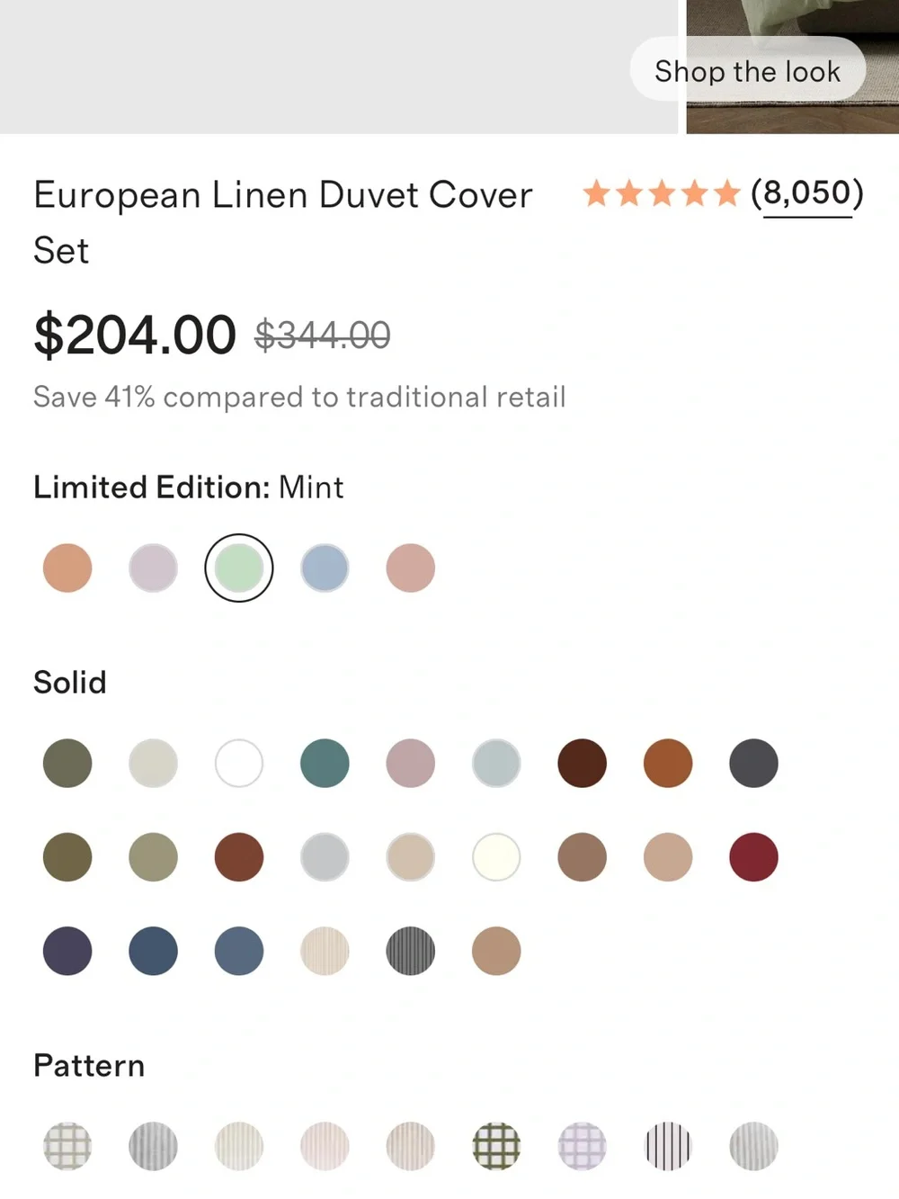 Limited Edition Mint European Linen Duvet Cover Set - Retail $204